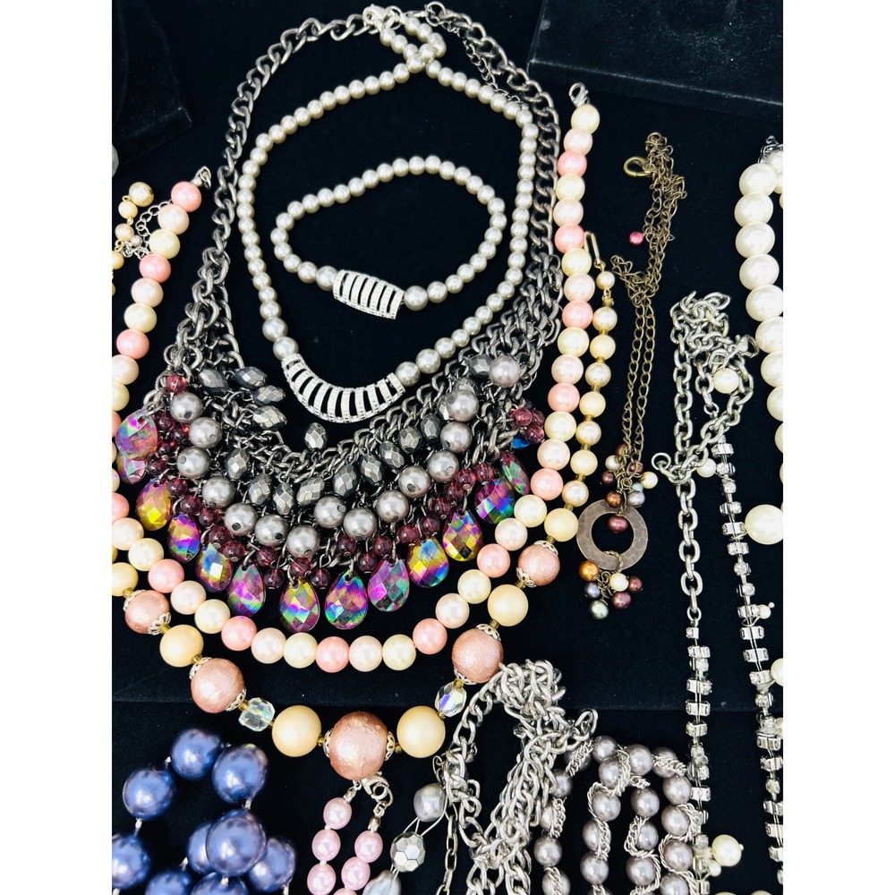 Vintage to Modern Pearl Necklace & Bracelet Gold & Silver Tone Beaded Lot of 30 - Picture 8 of 16